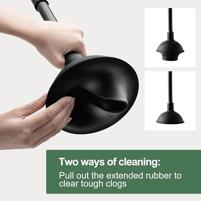 Eyliden Toilet Plunger and Brush 2 in 1 Toilet Bowl Brush Plunger Set with Holder Bathroom Cleaning Tools Combo with Caddy Stand Nylon Bristles Shatter-Resistant Plastic Black