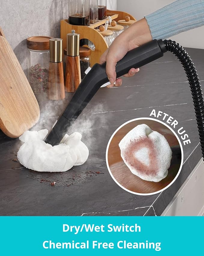 Steam Cleaner: 40s Fast Heating-0.66Gal (2.5L) Large Tank-21 PCS Kit-No Cooling-Refill Anytime-Detachable Hose Multi Portable Steamer Mop for Home Car Bed Furniture Tile Grout Floor Cleaning