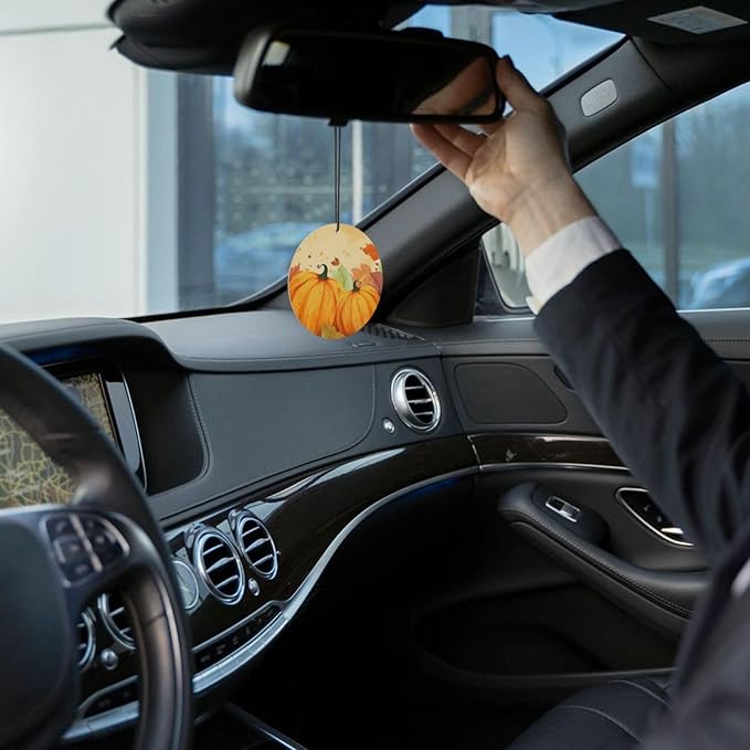 24 PCS Hanging Car Air Freshener Double Sided Autumn Pumpkins Automotive Interior Decor Thanksgiving Maple Leaf Car Essentials for Women Men Lavender Scented