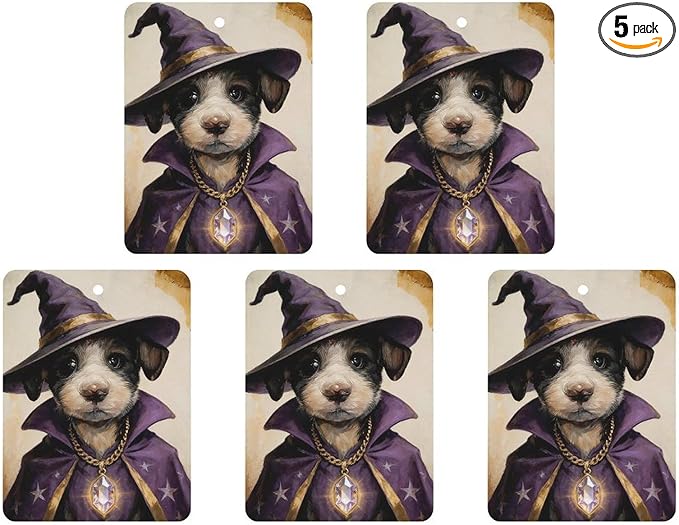 5PCS Car Air Freshener Hanging Personalized Double Sided Wizard Pup Car Fresheners Long Lasting New Cars Scents Cute Automotive Freshies for Closets Drawers (tea)