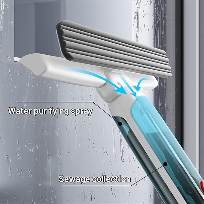 Window Cleaning Brush Glass Wiper for Long Handle Brush Window Cleaner with Water Collection Home Cleaning Tools ﻿(1.9M Set)