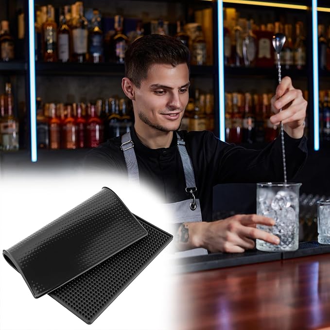 QWORK Bar Mat &amp Dish Drying Mat 4 Pack Non-Slip Rubber 16x12 Inches Coffee Bar Mat Service Bar Mat