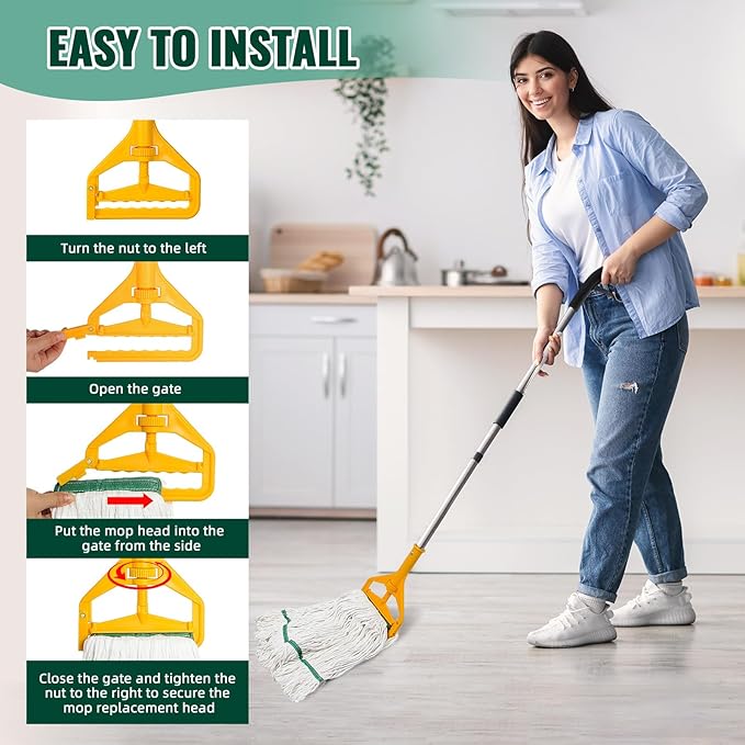 20oz Heavy Mop Replace Head 6 Pack Commerical Replacement Mopmop Head ReplacementReusable Mop Head Refills-Replacement Mop Heads Suitable for Heavy Commercial Industrial Residential Areas