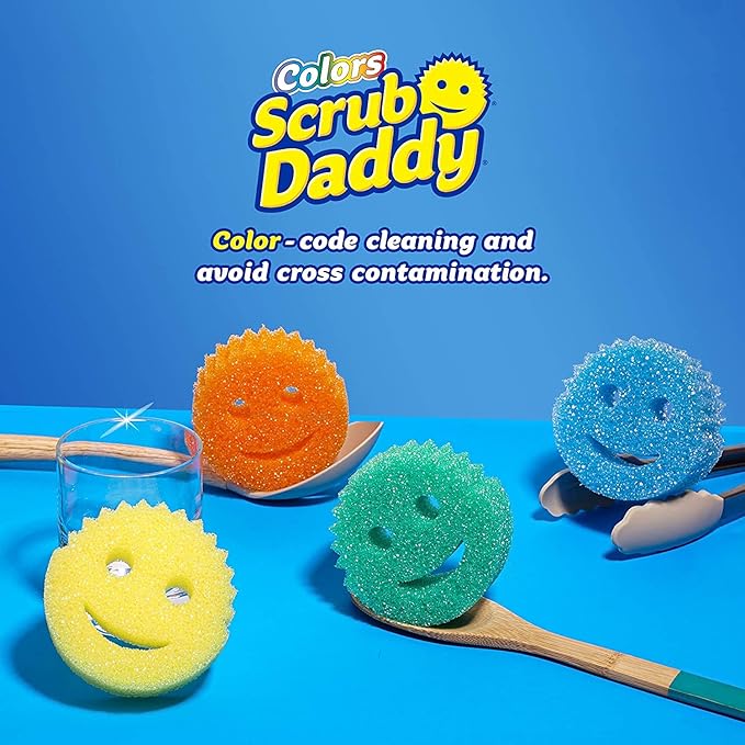Scrub Daddy Sponge Set - Colors - Scratch-Free Scrubbers for Dishes and Home Odor Resistant Soft in Warm Water Firm in Cold Deep Cleaning Dishwasher Safe Multi-use Functional (6 Count)