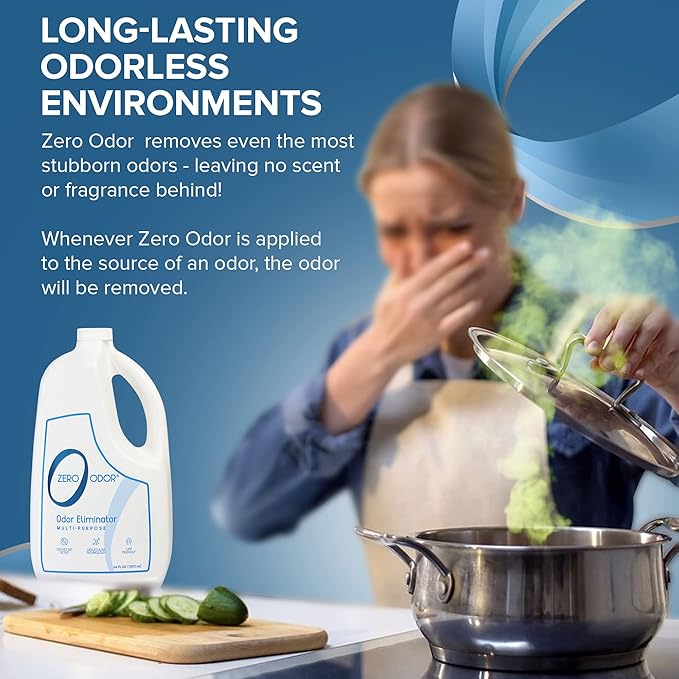 Zero Odor - Multi-Purpose Strong Odor Eliminator for Home Office Car Bathroom Hotel Room Deodorizer and Odor Neutralizer 64oz Refill 2-Pack
