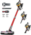 Cordless Vacuum Cleaner 550W 45Kpa 65mins Vacuum Cleaners for Home Stick Vacuum with Self-standing LED Display Anti-Tangle Brush 8-in-1 Lightweight Wireless Vacuum for Pet Hair Carpet Red