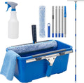 Window Cleaning Kit with 6ft Long Handle 3 Gallon Bucket14 Squeegee15 Microfiber ScrubberSpray Bottle ClothProfessional Window Washing Equipment Cleaner Tool for Outdoor Commercial Household