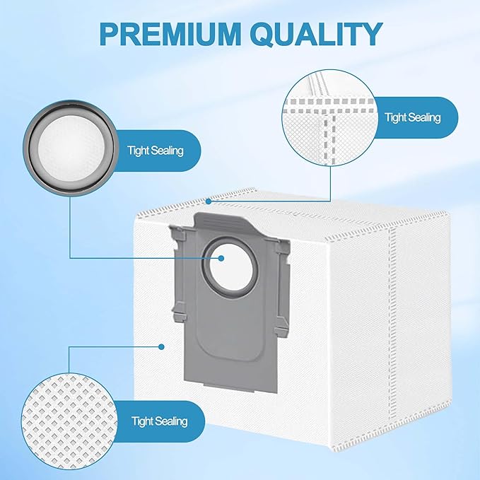 24 Packs Q10 Q7 Q5 Dust Bags for Roborock Q10 S5+ Q10 X5+ Q5 Max+ Q7 M5+ 3L Vaccum Bag for Q5+ Q5 Pro+ Q7+ Q7 Max+ Q8 Max+ S8+ S8 Pro Ultra S7 Pro Ultra S7 MaxV Ultra