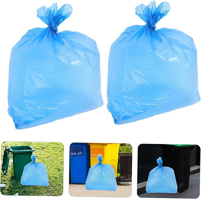 50pcs Thickened Plastic Trash Bags Tear-resistant Garbage Liners for Kitchen Bathroom Large Capacity PE Material Blue for Home Office School