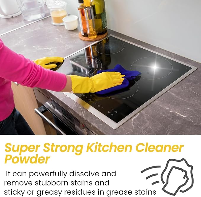 Kitchen Degreaser Cleaning Powder - Heavy-Duty Stain Remover For Ovens Stovetops Sinks &amp More(3PCS)