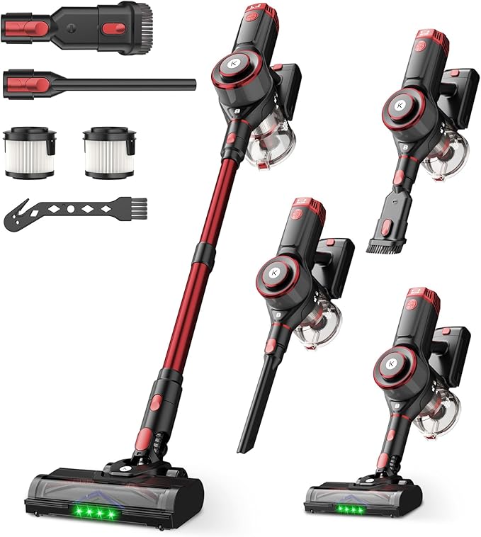 Cordless Vacuum Cleaner 650W 55KPa Powerful Stick Vacuum 70-Min Runtime Self-Standing Anti-Tangle Brush OLED Display Vacuum for Carpet Hardwood Floors &amp Pet Hair