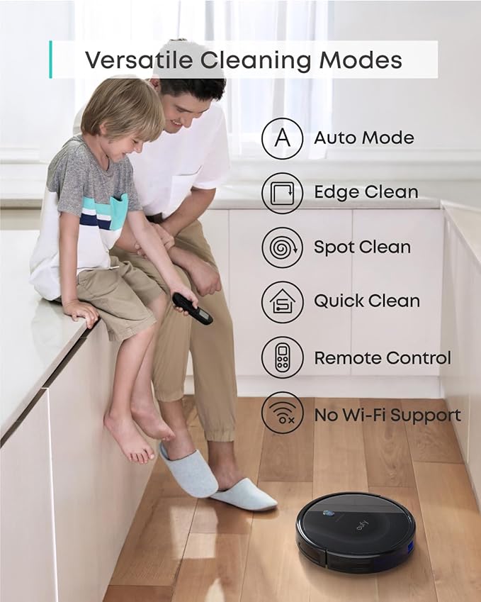 eufy Robot Vacuum 11S MAX Super Thin Powerful Suction Quiet Self-Charging Robotic Vacuum Cleaner Cleans Hard Floors to Medium-Pile Carpets Black