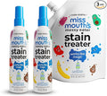 Miss Mouth's Messy Eater Stain Treater - 4oz 2-Pack Spray &amp 16oz Refill Pouch - Laundry Spot Cleaner for Baby Clothes Carpet &amp Fabric
