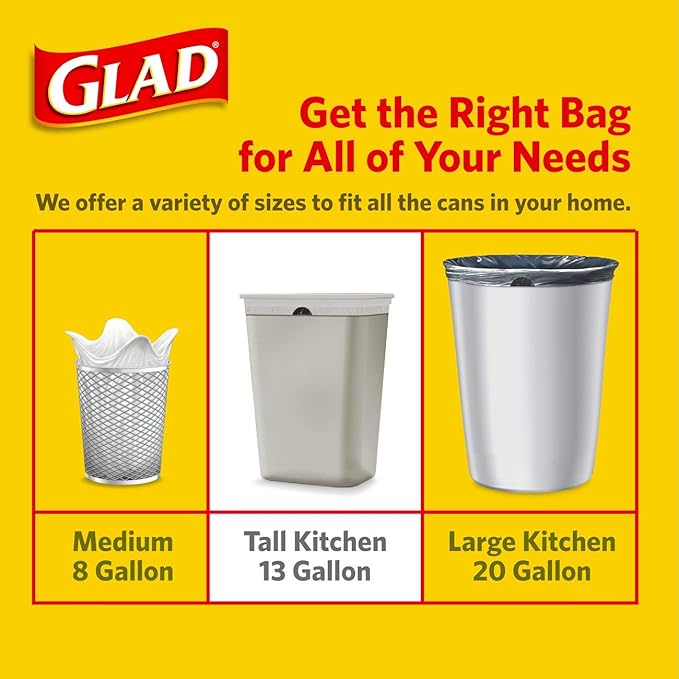 Glad Tall Kitchen Drawstring Trash Bags - 13 Gallon - 120 Count - 3 Boxes/Case