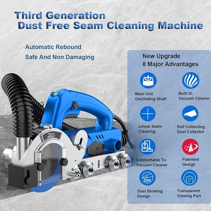 Electric Grout Removal Tool Tile Grout Remover Machine with Automatic Water Blower Device for Cleaning Grout Between Tiles Floor DIY Regrouting Tool