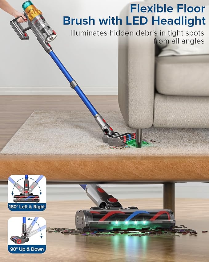 S8 Cordless Vacuum Cleaner 600W 48Kpa Up to 65mins Stick Vacuum Rechargeable Wireless Lightweight Handheld Vacuum Cleaners for Home Pet Hair Carpet Hardwood Floor Car
