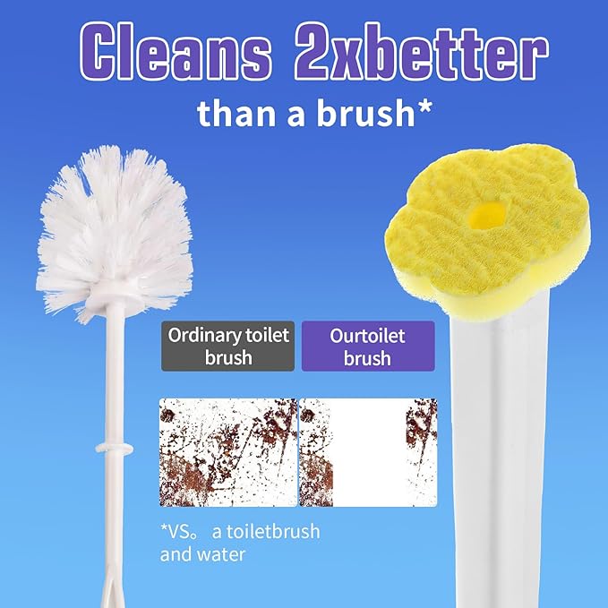 Disposable Toilet Brush Cleaning System with 60pcs Refills Pads Replacement Heads Toilet Cleaning Stick Wall Mounted Toliet Wand Kit Bathroom Maintenance Toilet Bowl Cleaner Wands Holder and Set