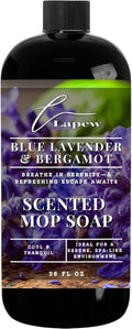 Lapew Blue Lavender &amp Bergamot Scented Mop Soap - Luxury Floor Cleaner Concentrate for Mopping Tile Laminate Vinyl &amp Hardwood | Streak-Free Low-Foam | 36 oz