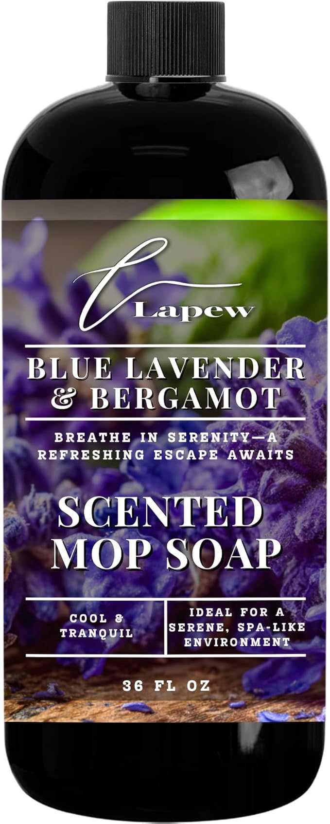 Lapew Blue Lavender &amp Bergamot Scented Mop Soap - Luxury Floor Cleaner Concentrate for Mopping Tile Laminate Vinyl &amp Hardwood | Streak-Free Low-Foam | 36 oz