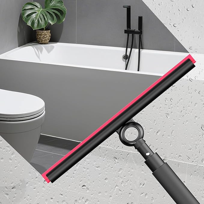 Shower Squeegee for Glass Doors Window Squeegee for HomeSqueegee with Telescopic Extension PoleProfessional Window Cleaning Tool Black for Mirror Glass Ceramic Tile