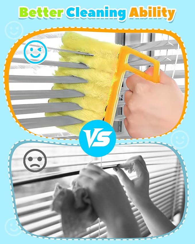 11 Pcs Blind Cleaner Duster Tool Kit – Mini &amp Window Blinds Cleaner Brush Set Air Vent &amp Track Cleaning Tools Window Groove &amp Sill Scrubber for Home Car AC Sliding Doors - Yellow