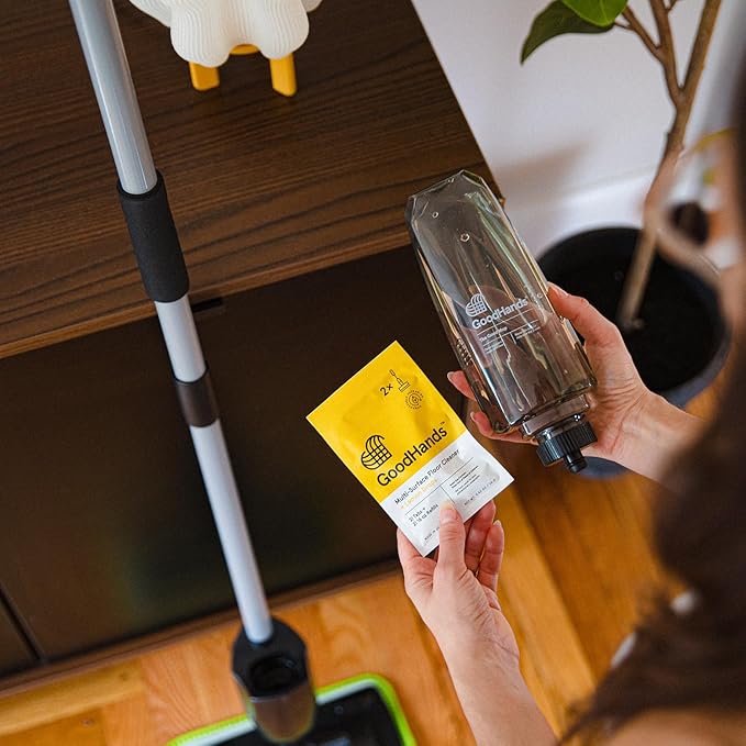 GoodHands - The GoodMop Starter Kit - Trigger Spray Mop with 2 Microfiber Pads and 2 Lemon Drops Scented Floor Cleaner Tablets (Includes 2 Floor Cleaner Refills)