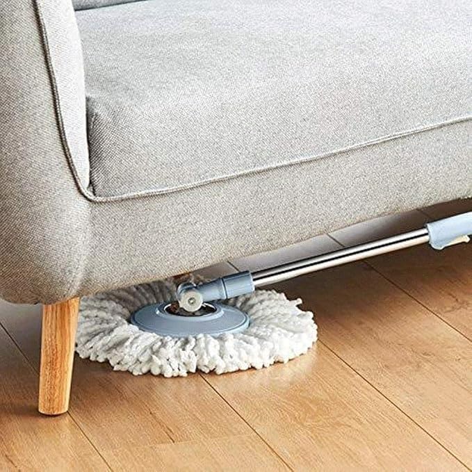 MopSystem with Extended Adjustable Handle and Microfiber Pads Spin Floor Cleaning with