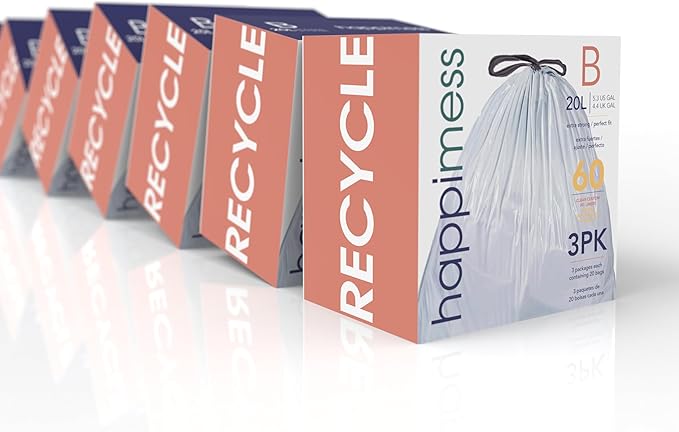 Eyely MPH3000B-CLEAR Phoenix 5.3-Gallon Drawstring Unscented Trash Can Liner Clear (60-Count 3-Packs of 20 Liners)
