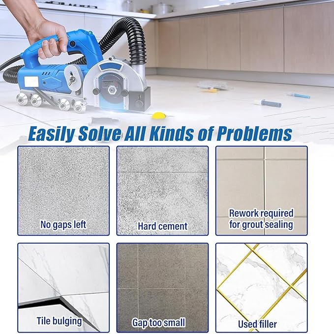 Industrial Electric Tile Crack Cleaner + Grout Removal Machine + 1200W Powerful Motor + Old Grout &amp Cement Removal + Commercial &amp Household Tile Renovation Projects 5*sawblade