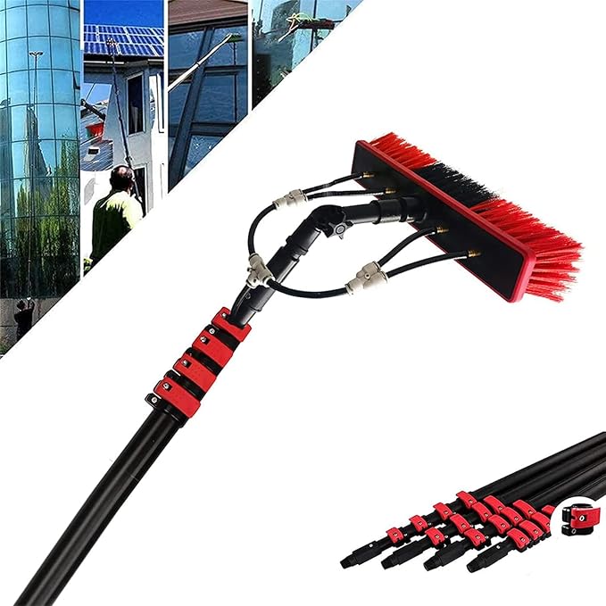Extendable Window Cleaning Pole High Altitude Water Fed Telescopic 35cm Brush High-Strength Conservatory Solar Panel Extended Extension Brush Squeegee Equipment Hose Fed Kit 12FT / 3.6M