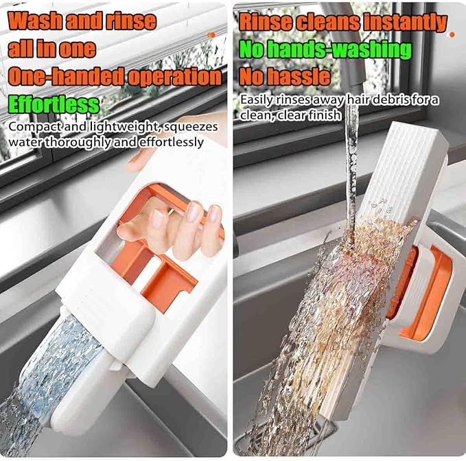 Mini Foldable Desktop MopSelf-Squeeze Portable Sponge MopWet and Dry Use Cleaning SystemOne-Hand Squeeze Handle Cleaning ToolNo-wash Small Mops for Bathroom Kitchens Desktop Glass (2pcs)