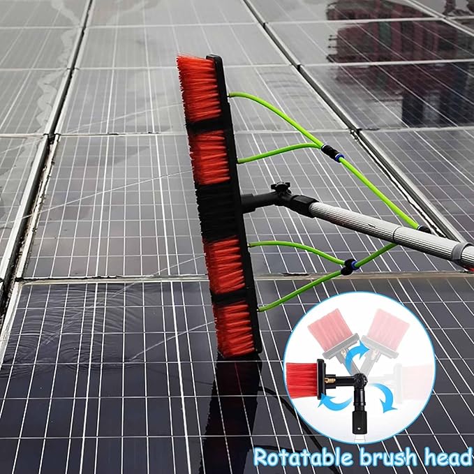 Water Fed Extendable Brush Window Clean Extendable Window Cleaning Kit Telescopic Brush Suitable for Cleaner Conservatory Roof Photovoltaic Panel Cleaning(9m)