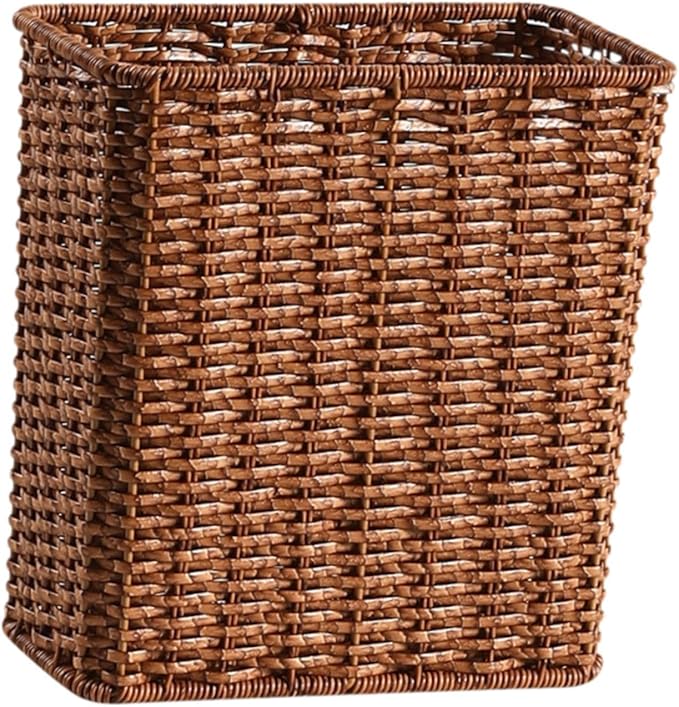 Yajuyi Trash Can Storage Basket Wastebasket Garbage Bin for Office Home Living Room Toilet Dark Brown