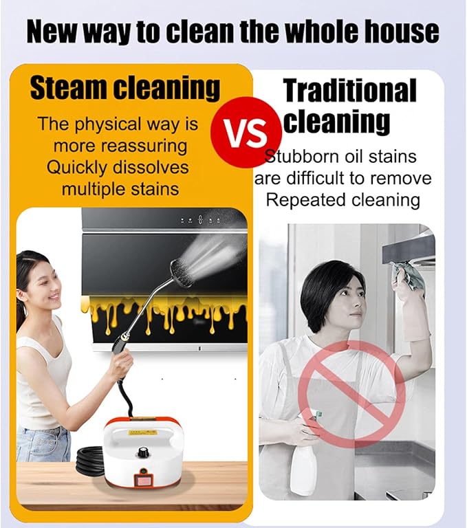 Portable Steam Cleaner 3800W Steam Shot Cleaner Handheld Steamer for Car Detailing High Heat Steamer for Couch Windows Furniture KitchenOrange