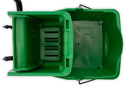 Carlisle FoodService Products 26-Quart Commercial Mop Bucket with Side-Press Wringer Precision-Molded Polypropylene Durable Wringer Bucket with Non-Marking Casters 18.5 x 16.5 x 23 Inches Green