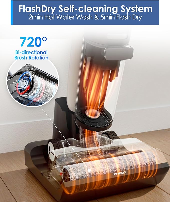 Tineco Floor ONE Switch S7 Wet Dry Vacuum Cleaner Smart Floor Washer Multi-Function Self-Cleaning Extended Battery Lifespan 65Min Runtime ZeroTangle Brush Dual-Edge Cleaning Whole-House Cleaning