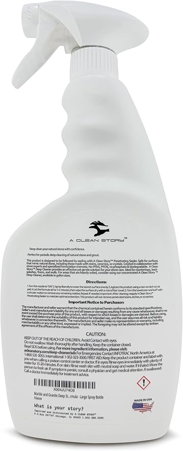 Marble and Granite Deep Stone Cleaner - 32oz Ready-To-Use Formula - Large Spray Bottle