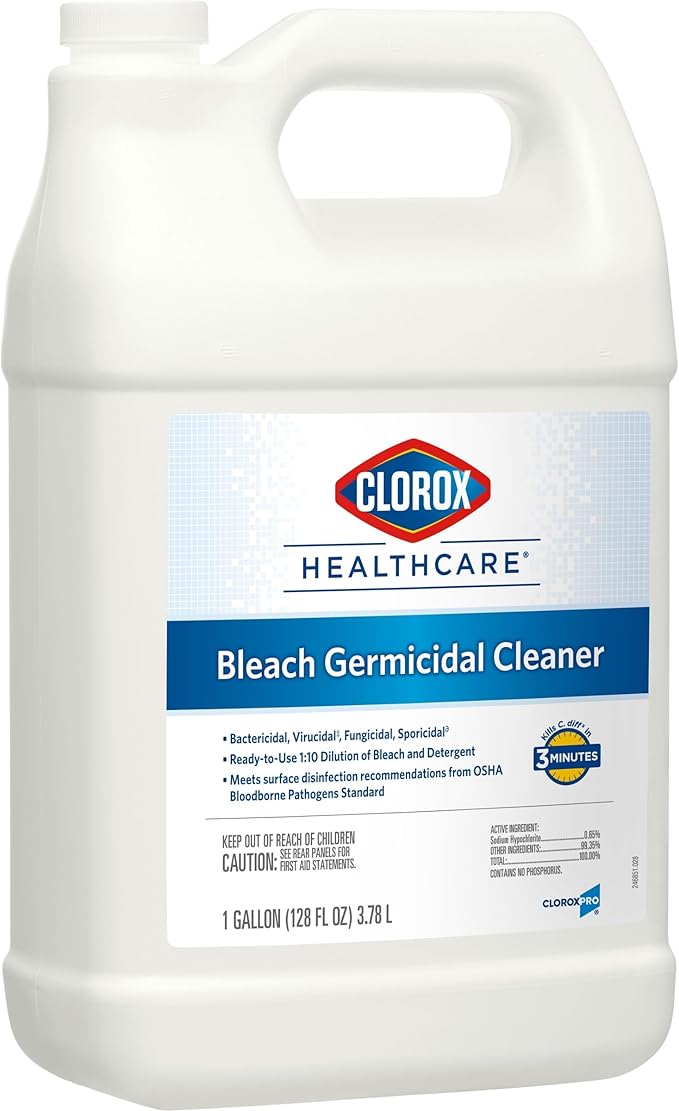 Clorox Healthcare Bleach Germicidal Cleaner Refill 128 Fluid Ounces Pack of 4 (Package May Vary)