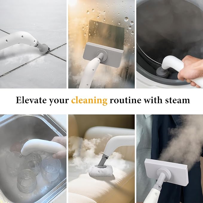 Steam Cleaner for Home All-in-One Kit Handheld Steamer for Cleaning 15s Heat-Up Steam Adjustable Suitable for Tile Grout Window Bathroom Kitchen Fabric