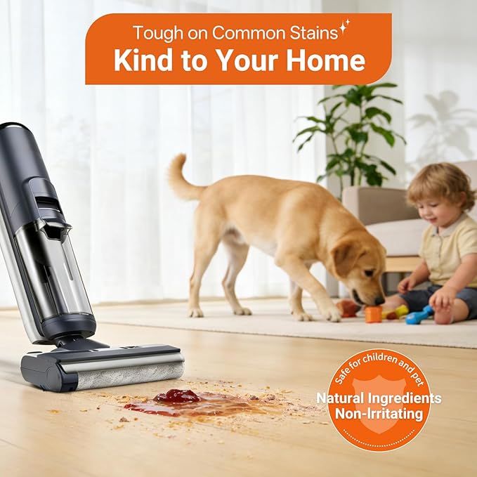 Floor Cleaner Compatible with Tineco Cleaning Solution Suitable with All Robotic Vacuum Mop and Cordless Wet/Dry Vacuum Mop Cleaner Multi-Surface Deodorizing &amp Cleaning Solution (1 L Orange)
