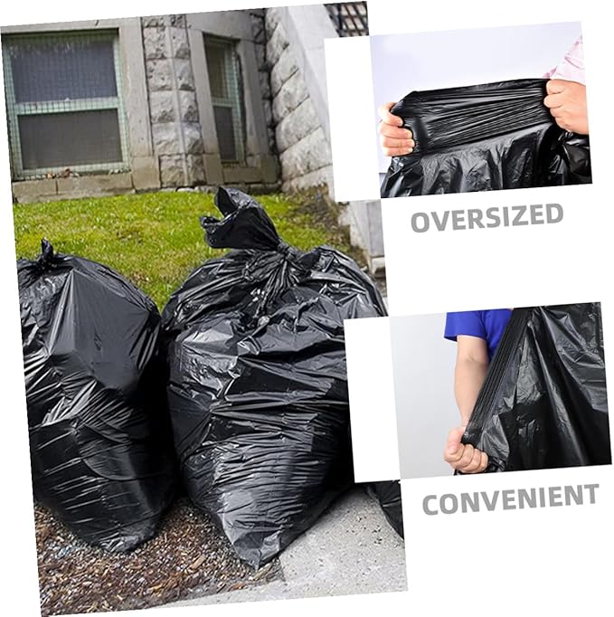 UPKOCH Large Trash Bags 50pcs Heavy Duty Contractor Garbage Bags 80x100cm Black Commercial Trash Can Liners for Outdoor Gardening Office and Property Maintenance Use