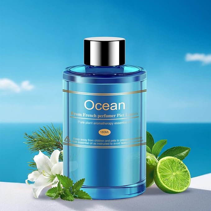 Car Air Freshener Refill for Men &amp Women 6.09 FL OZ /180ML-9 Month Ocean Scent Essential Oil Perfume Essential Oil Made of Natural Plant Extracts Compatible with Car Diffusers for Home/Office