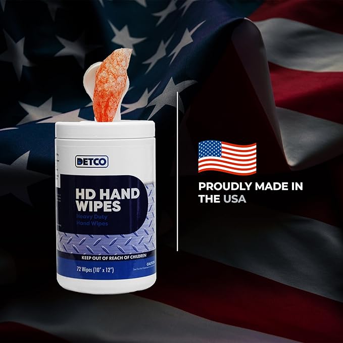 HD Hand &amp Tool Wipes – Heavy Duty Dual Purpose Cloths for Hands Tools &amp Surface Cleaning – Disposable Waterless Cleaner Towels with Scrubbing Side – 72 Count Tub