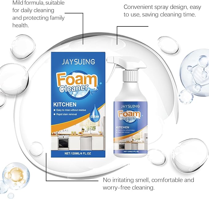 Kitchen Grease Foam Cleaner Powerful Stain Remover For Stoves &amp Cookware Deep Cleaning Spray(2PCS)