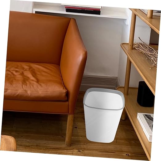 NUOBESTY Slim White Trash Can for Narrow Spaces Large Capacity Office Waste Basket Easy to Clean Design for Bathroom Bedroom Use