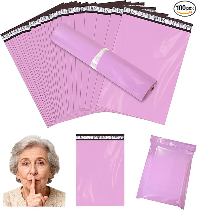 PHOGARY 100Pcs Adult Diaper Disposal Bags Disposable | Odor Lock Leak-Proof &amp Tear-Resistant | Large 11.8 x 17.3 Inch Discreet Disposal Bags for Incontinence Supplies (Purple)