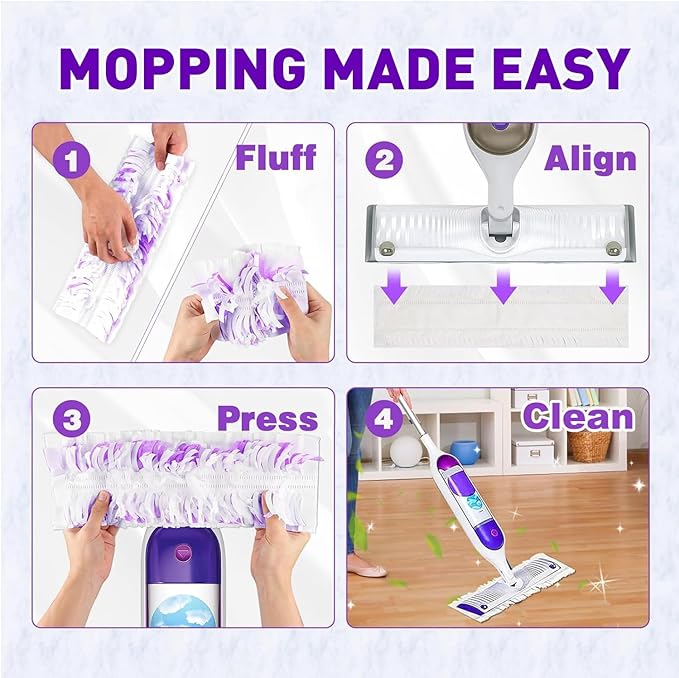 60 Count Power Mop Pads Refills for Swiffer PowerMop Multi-Surface Mopping Pad Disposable Replacement Mop Refill Pads Compatible with Swiffer PowerMopSafe on All Finished Floors.