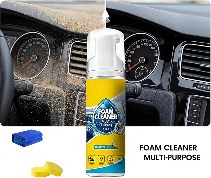 Powerful &amp Multipurpose Car Interior Foam Cleaner All-Purpose Rinse-Free Foam Cleaner Spray Car Seat Cleaner Spray Foam Deep Penetration Rich Foaming Stain Remover (3PCS 150ML)