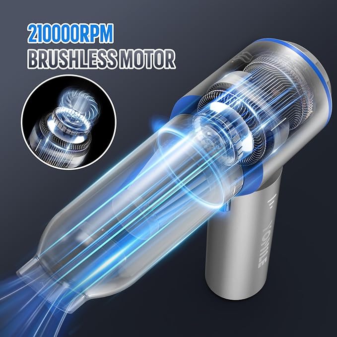Mini Vacuum Cleaner 2 in 1 25000PA Brushless Car Vacuum &amp210000RPM Air Duster 9000mAh Battery Air Blower Wireless Handheld Vacuum for CarOffice and Home