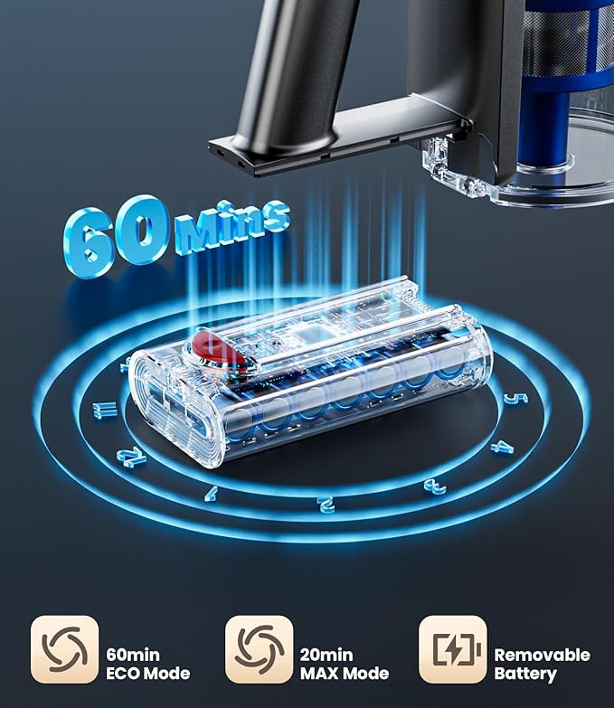 Cordless Vacuum Cleaner 500W/40Kpa Vacuum Cleaners for Home 60Mins Stick Vacuum with LED Display Anti-Tangle &amp Wall Mount Charging 8 in 1 Lightweight Vacuum for Hard Floors Carpet Pet Hair